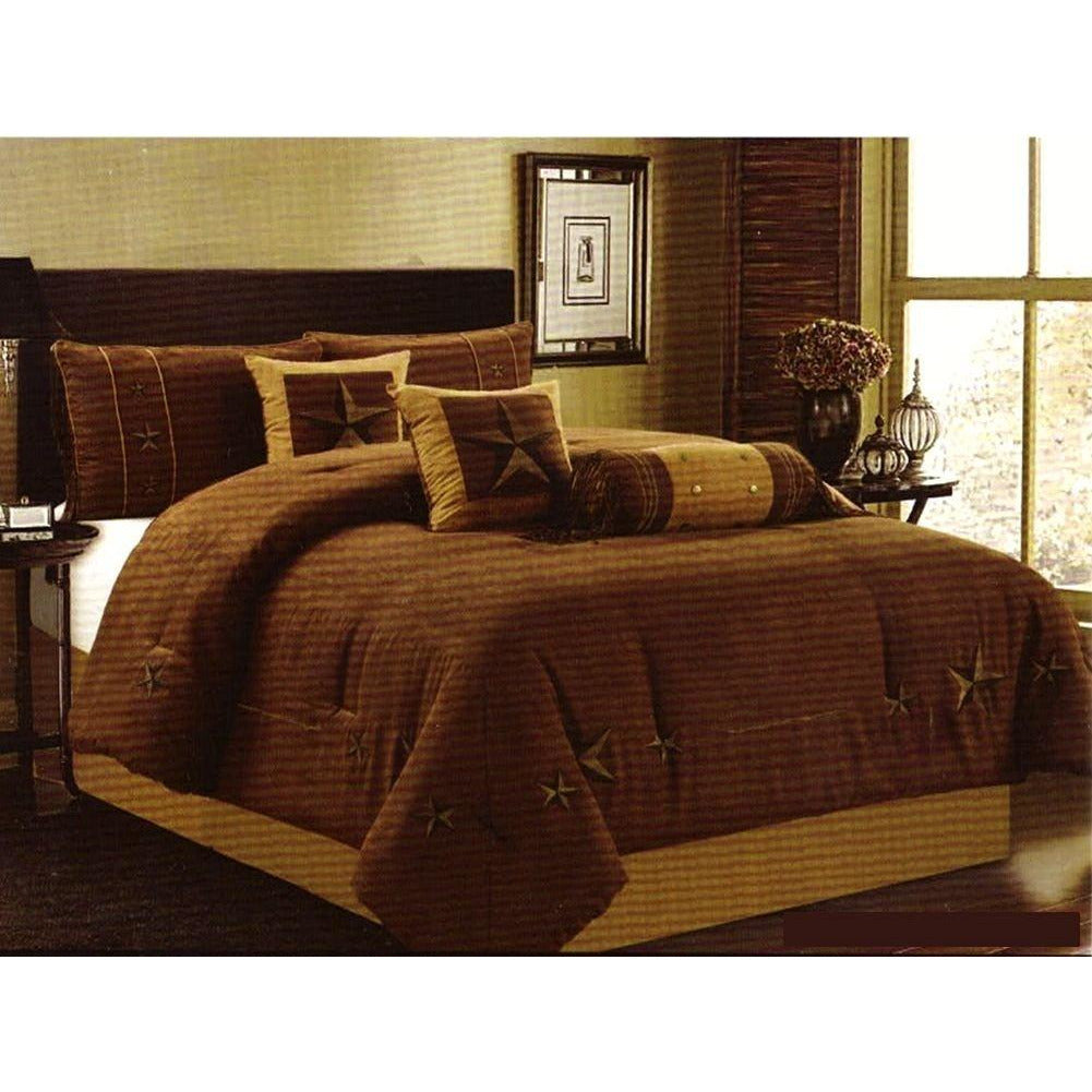 Brown Taupe Texas Western Star 7 Piece Comforter Bedding Set