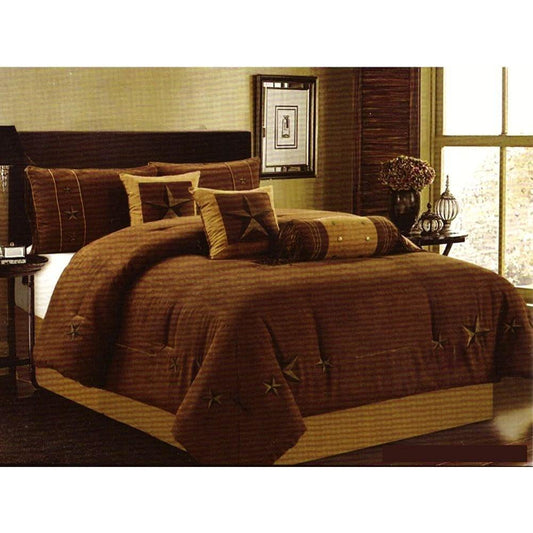 Brown Taupe Texas Western Star 7 Piece Comforter Bedding Set