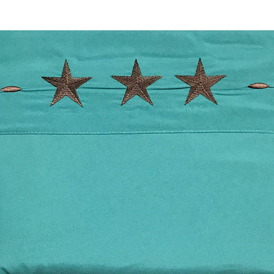 Turquoise Western Texas Star Embroidery Bed Sheet Set