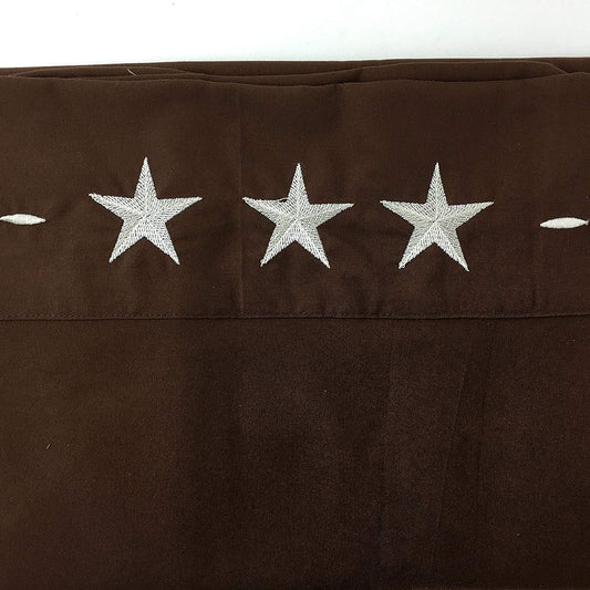 Brown Western Texas Star Embroidery Bed Sheet Set