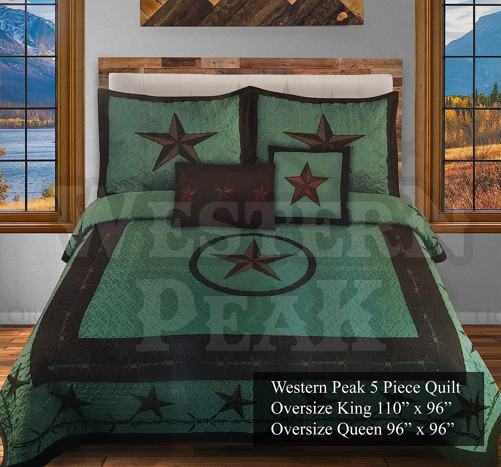 Texas Star Western Oversized Quilt 5 Piece Set Western Peak